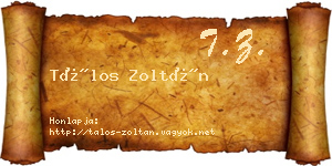 Tálos Zoltán névjegykártya