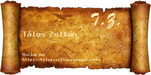 Tálos Zoltán névjegykártya