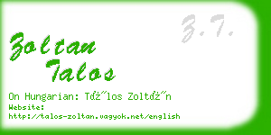 zoltan talos business card